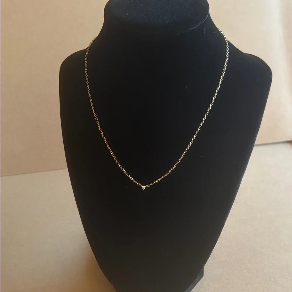 Gold toned Necklace with minimalist gemstone design clasp closure NEW